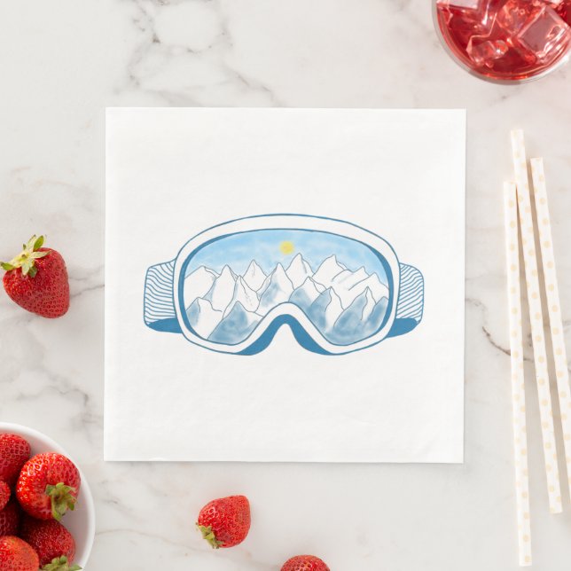 Mountain Ski Goggles Illustration  Paper Dinner Napkins (Insitu)