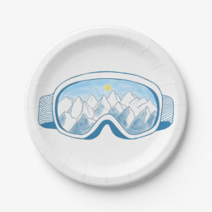Mountain Ski Goggles Illustration   Paper Plates