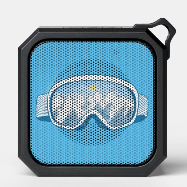 Mountain Ski Goggles Illustration Sky Blue Bluetooth Speaker (Front)