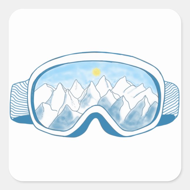 Mountain Ski Goggles Illustration  Square Sticker (Front)