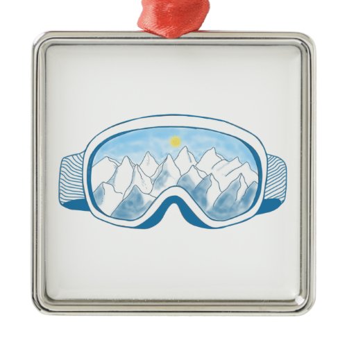 Mountain Ski Goggles   Metal Ornament
