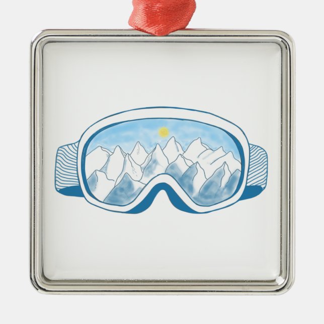 Mountain Ski Goggles   Metal Ornament (Front)