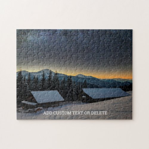 Mountain Ski House Photo Puzzle With Custom Text