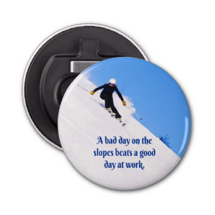 Mountain Ski Slopes Fresh Snow Fall Skiing Funny Bottle Opener