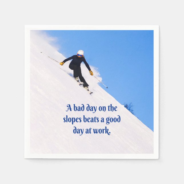 Mountain Ski Slopes Fresh Snow Fall Skiing Funny Napkins (Front)
