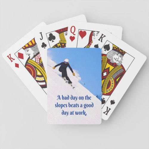 Mountain Ski Slopes Fresh Snow Fall Skiing Funny Poker Cards