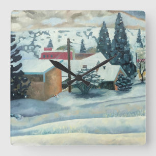 Mountain Ski Town Clock