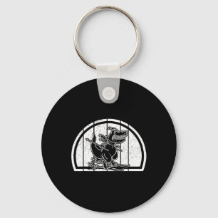 Mountain Skiing Dinosaur Skier Dino Ski Skiing Din Keychain