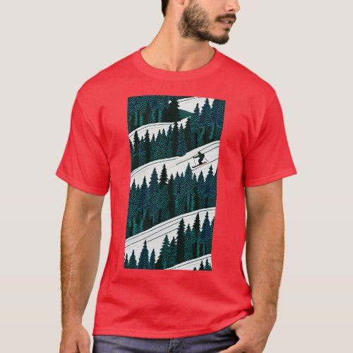 Mountain Skiing  Effect Thread Country Art Case T_Shirt