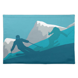 Mountain Skiing Sport Cloth Placemat