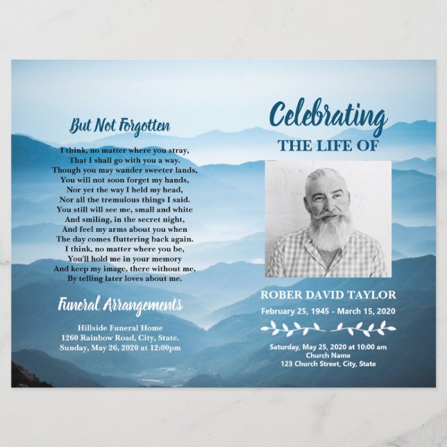 Mountain Sky Funeral Order Of Service Program (Front)