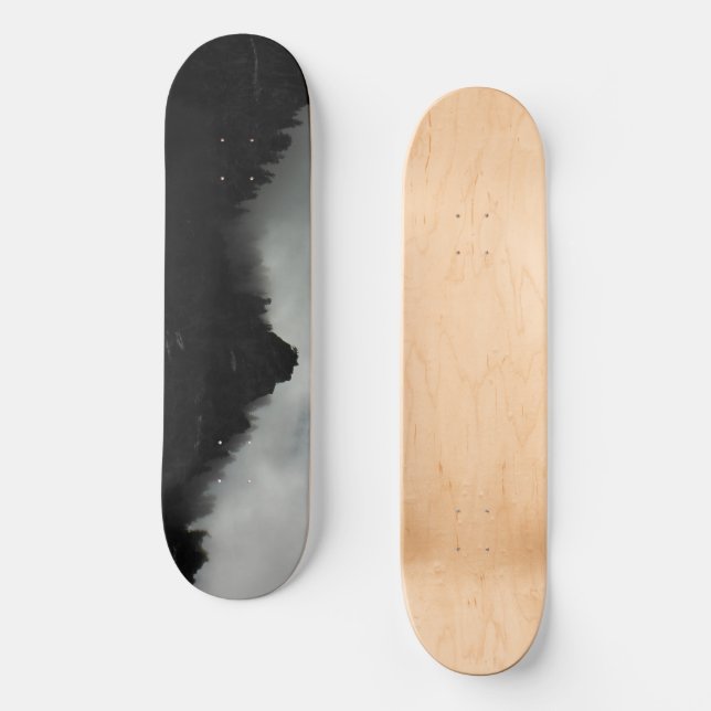 Mountain Skyline in Black and White Skateboard (Front)
