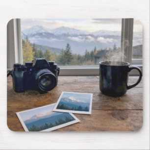 Mountain Snapshots with Camera and Coffee Mouse Pad