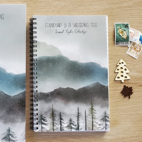 Mountain Snow  Tree Spiral Notebook  Friendship 