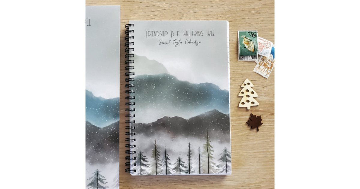 Mountain Snow & Tree Spiral Notebook | Friendship | Zazzle