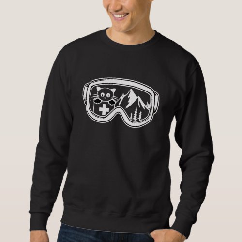 Mountain Snowboard Skiing Cat With First Aid Kit Sweatshirt