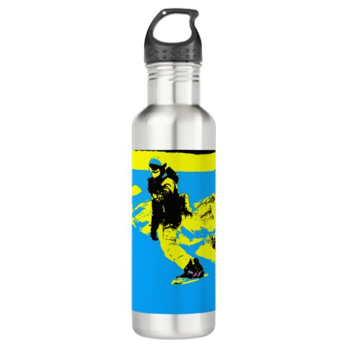 Mountain Snowboarding_ Snowboarder   Stainless Steel Water Bottle