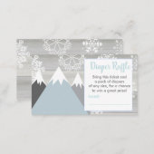 Mountain snowflake diaper raffle ticket rustic enclosure card (Front/Back)