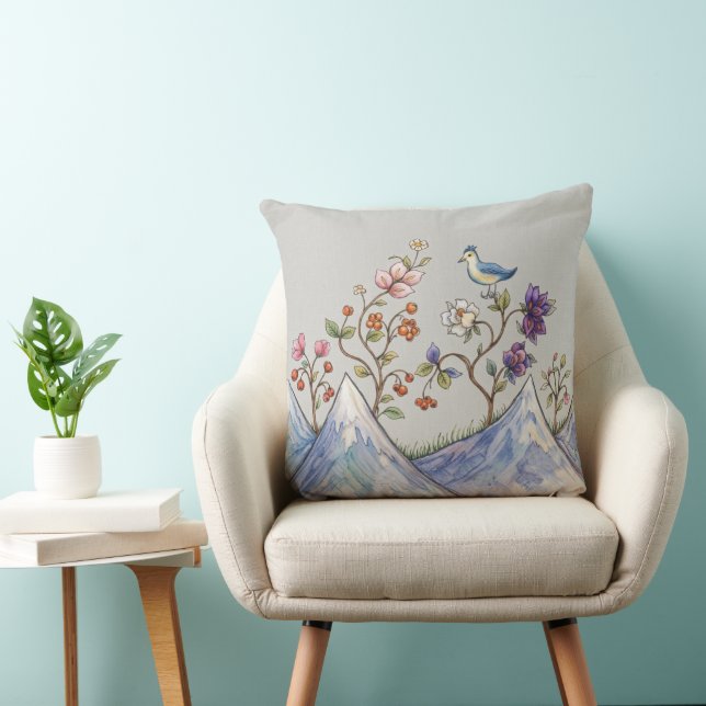 Mountain Solitude Throw Pillow (Chair)