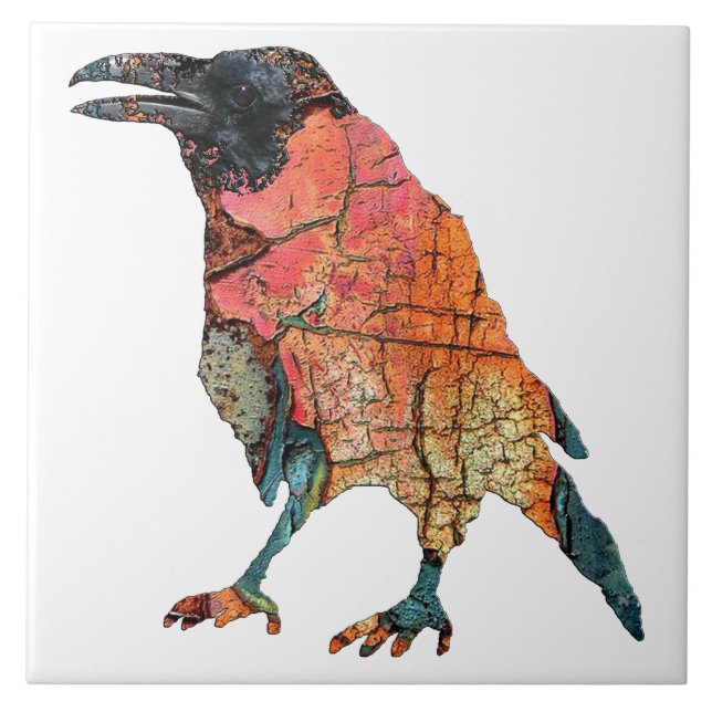 Mountain Spirits - Crow Ceramic Tile (Front)