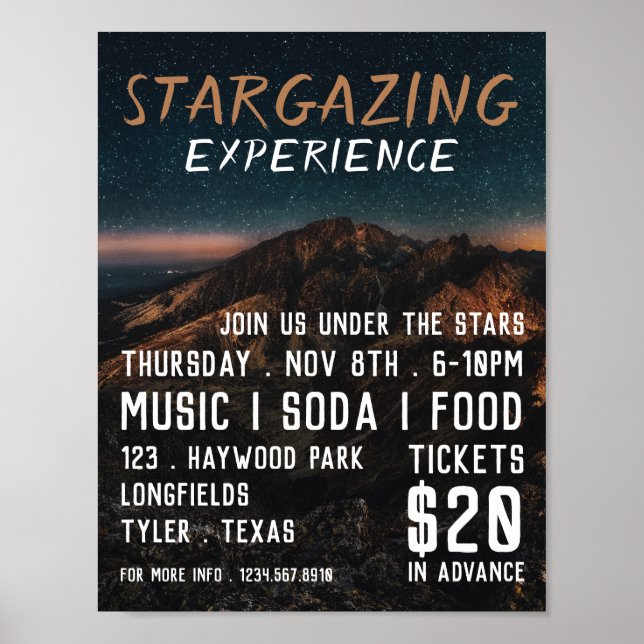 Mountain Stargazer, Planetarium Event Advertising Poster (Front)