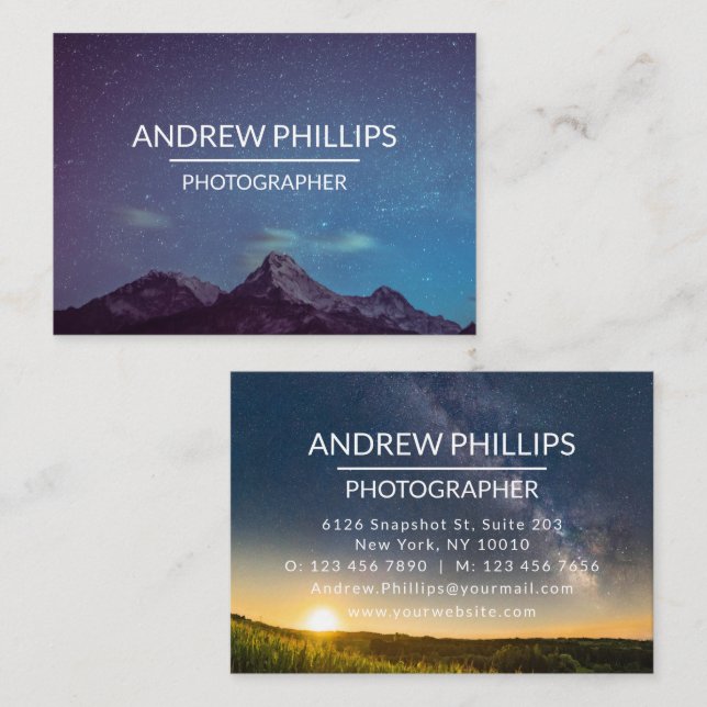 Mountain Starry Silhouette Sunrise Custom Business Business Card (Front/Back)