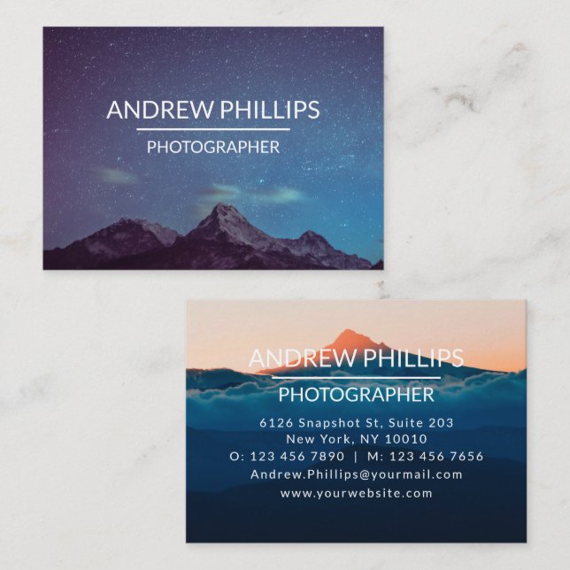 Mountain Starry Silhouette Sunrise Custom Business Business Card (Front/Back)