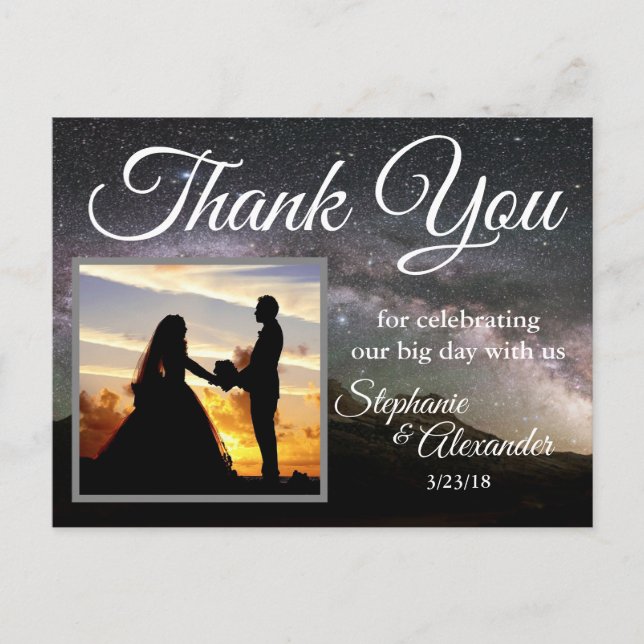 Mountain Stars Wedding Thank You Postcard (Front)