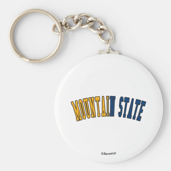 Mountain State in State Flag Colors Keychain