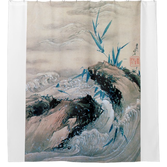 Mountain Stream, Hokusai Shower Curtain (Front)