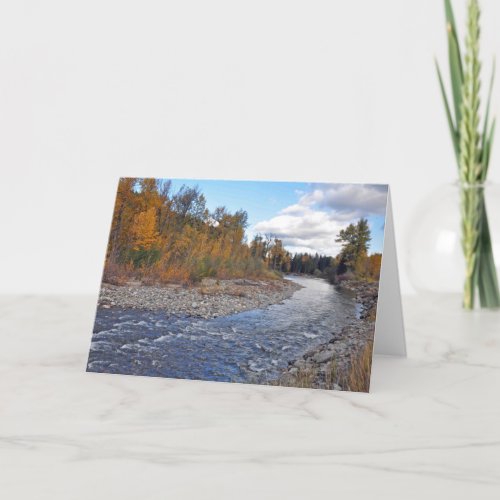 Mountain stream in forest print greeting card