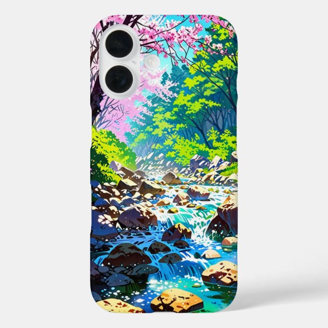 Mountain Stream in Spring – Anime Landscape Case-Mate iPhone Case (Back)