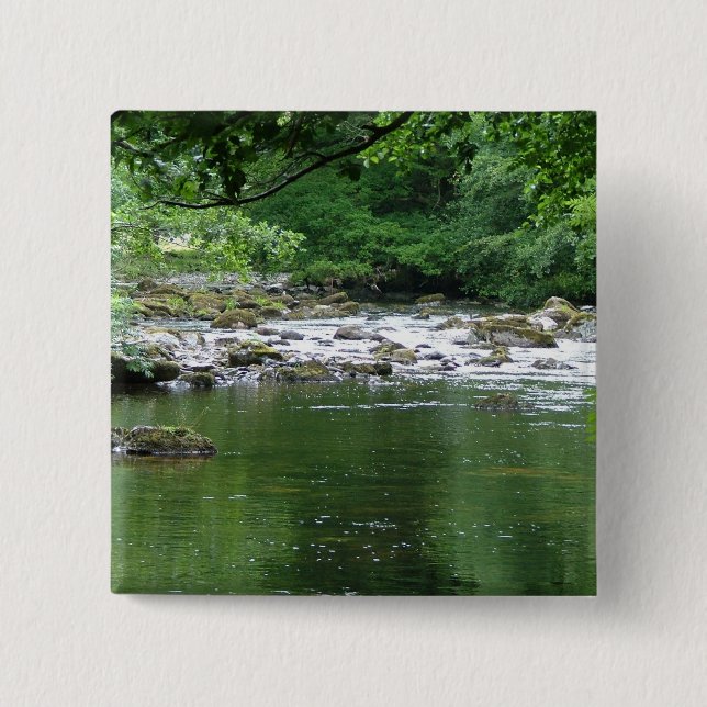 Mountain stream pinback button (Front)