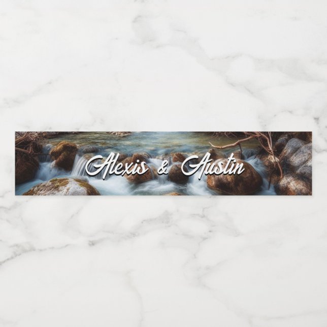 Mountain Stream Wedding Water Bottle Label (Single Label)