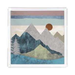 Mountain Striped Sky Acrylic Tray