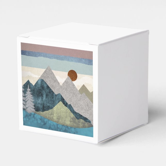 Mountain Striped Sky Favor Boxes (Front Side)