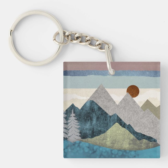 Mountain Striped Sky Keychain (Front)