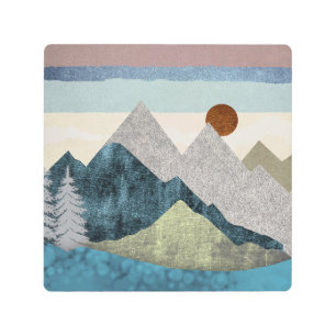 Mountain Striped Sky Metal Print
