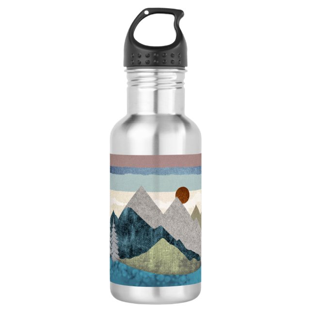 Mountain Striped Sky Stainless Steel Water Bottle (Front)