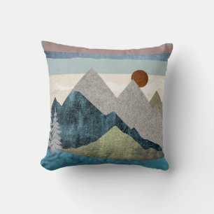 Mountain Striped Sky Throw Pillow