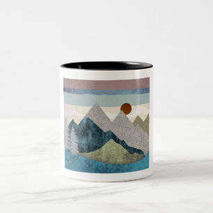 Mountain Striped Sky Two-Tone Coffee Mug