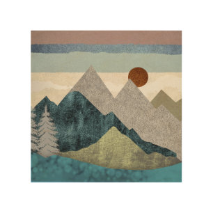 Mountain Striped Sky Wood Wall Art