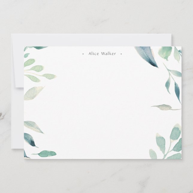 mountain summer floral monogram Stationery Note Card (Front)