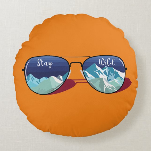 Mountain sun glasses round pillow (Front)
