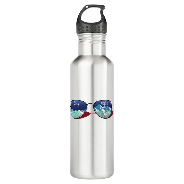 Mountain sun glasses stainless steel water bottle (Front)