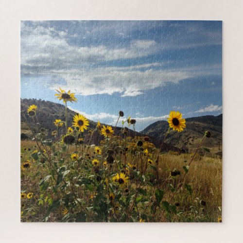 Mountain Sunflowers with Hills in the Distance Jigsaw Puzzle