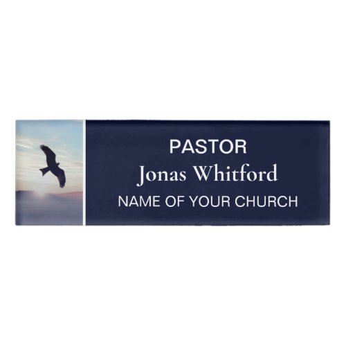 Mountain Sunrise Blue Church Membership Clergy Name Tag