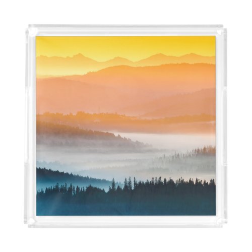 Mountain Sunrise Breathtaking Landscape Acrylic Tray