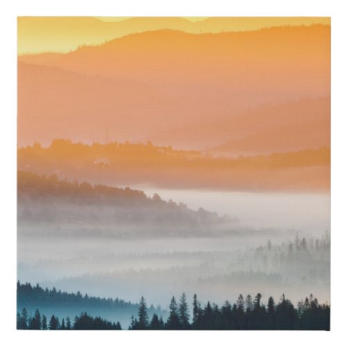Mountain Sunrise Breathtaking Landscape Faux Canvas Print