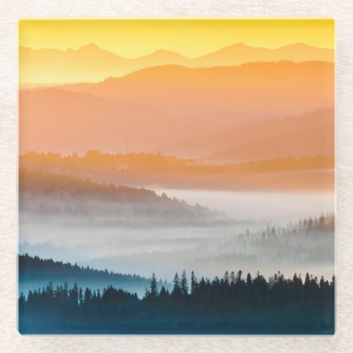 Mountain Sunrise Breathtaking Landscape Glass Coaster